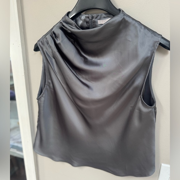 H&M Draped Satin Charcoal Sleeveless Top - Picture 5 of 8